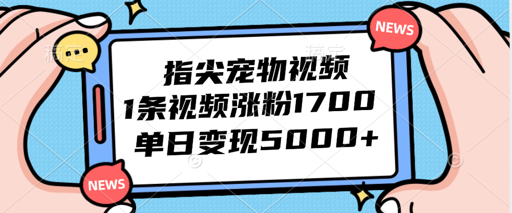 （12549期）指尖宠物视频，1条视频涨粉1700，单日变现5000+-飓风网创资源站