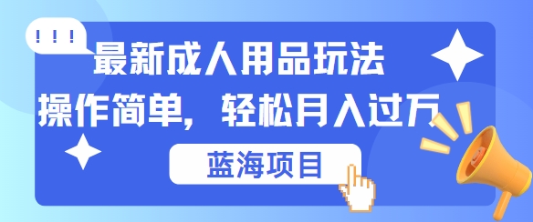 最新成人用品项目玩法，操作简单，动动手，轻松日入几张【揭秘】-飓风网创资源站