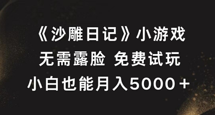 《沙雕日记》小游戏，无需露脸免费试玩，小白也能月入5000+【揭秘】-飓风网创资源站