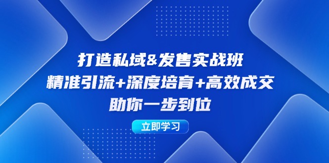 打造私域&发售实操班：精准引流+深度培育+高效成交，助你一步到位-飓风网创资源站