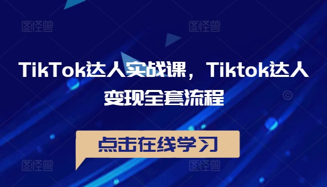 TikTok达人实战课，Tiktok达人变现全套流程-飓风网创资源站