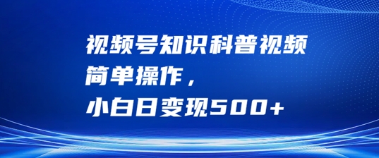 视频号知识科普视频，简单操作，小白日变现500+【揭秘】-飓风网创资源站