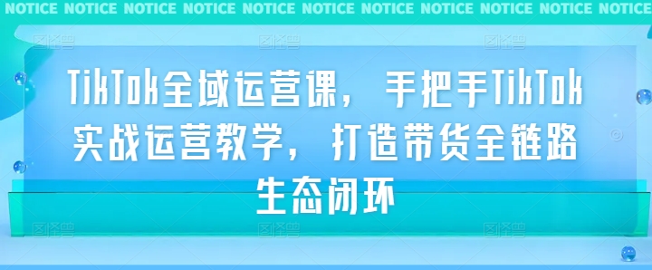 TikTok全域运营课，手把手TikTok实战运营教学，打造带货全链路生态闭环-飓风网创资源站