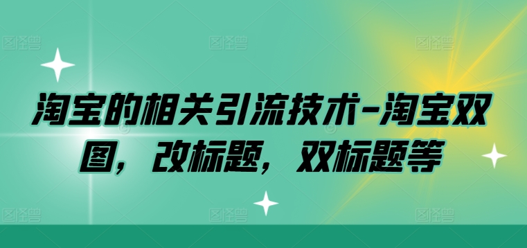 淘宝的相关引流技术-淘宝双图，改标题，双标题等-飓风网创资源站