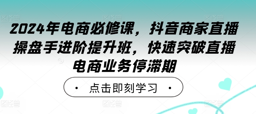 2024年电商必修课，抖音商家直播操盘手进阶提升班，快速突破直播电商业务停滞期-飓风网创资源站