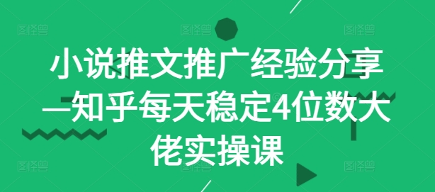 小说推文推广经验分享—知乎每天稳定4位数大佬实操课-飓风网创资源站