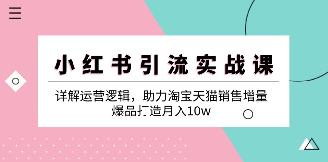 小红书引流实战课：详解运营逻辑，助力淘宝天猫销售增量，爆品打造月入10w-飓风网创资源站