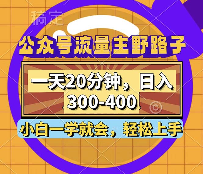 （12866期）公众号流量主野路子玩法，一天20分钟，日入300~400，小白一学就会-飓风网创资源站