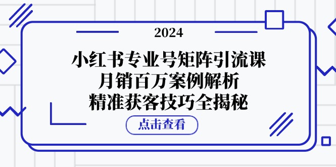 （12943期）小红书专业号矩阵引流课，月销百万案例解析，精准获客技巧全揭秘-飓风网创资源站