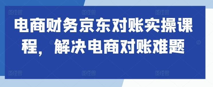 电商财务京东对账实操课程，解决电商对账难题-飓风网创资源站