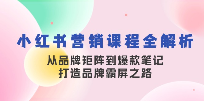 小红书营销课程全解析，从品牌矩阵到爆款笔记，打造品牌霸屏之路-飓风网创资源站