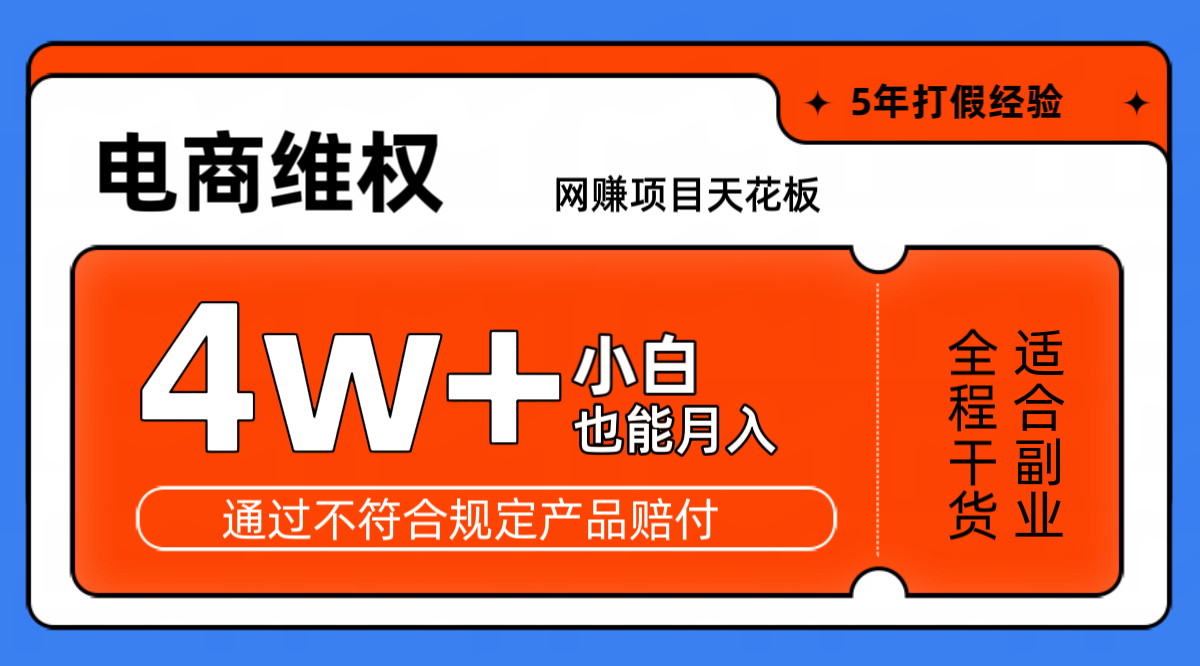 网赚项目天花板电商购物维权月收入稳定4w+独家玩法小白也能上手-飓风网创资源站