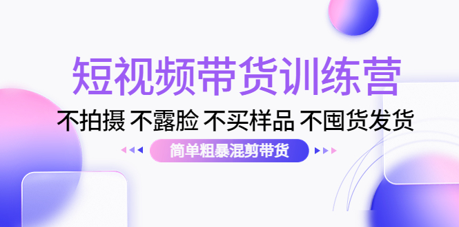 （4260期）短视频带货训练营：不拍摄 不露脸 不买样品 不囤货发货 简单粗暴混剪带货-随风网创