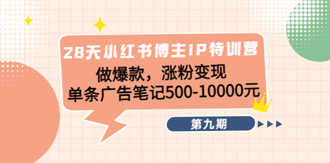 （4267期）28天小红书博主IP特训营《第9期》做爆款，涨粉变现 单条广告笔记500-10000-三六网赚