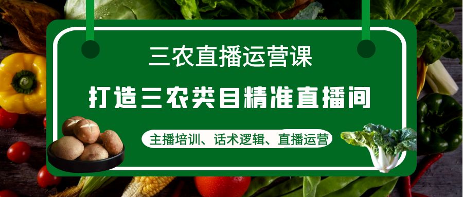 （4581期）三农直播运营课：打造三农类目精准直播间，主播培训、话术逻辑、直播运营-休闲网赚three