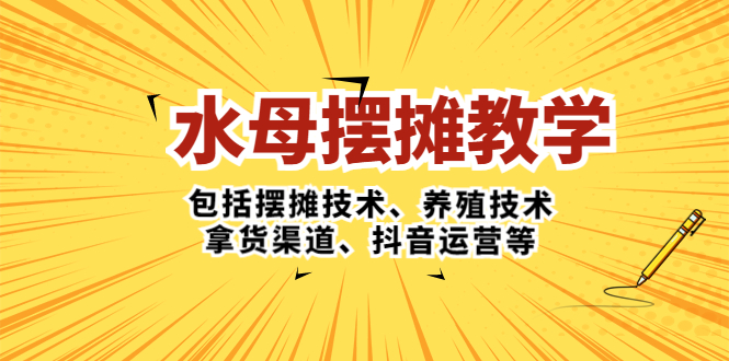 （5197期）水母·摆摊教学，包括摆摊技术、养殖技术、拿货渠道、抖音运营等-有道网创