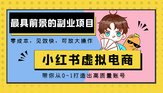 （5201期）小红书蓝海大市场虚拟电商项目，手把手带你打造出日赚2000+高质量红薯账号-枫客网创