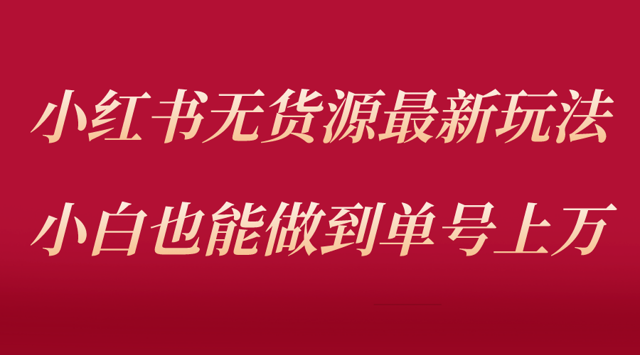 （5646期）小红书无货源最新螺旋起号玩法，电商小白也能做到单号上万（收费3980）-我要项目网