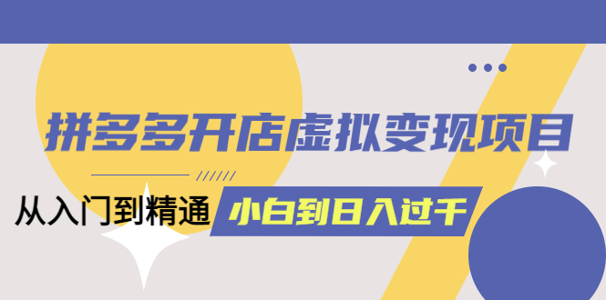 （6169期）拼多多开店虚拟变现项目：入门到精通 从小白到日入1000（完整版）6月13更新-有道网创