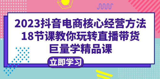 （6309期）2023抖音电商核心经营方法：18节课教你玩转直播带货，巨量学精品课-创客军团