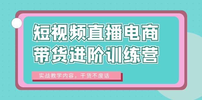 （6401期）短视频直播电商带货进阶训练营：实战教学内容，干货不废话！-八一网创分享