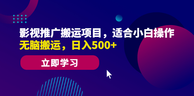 （6408期）影视推广搬运项目，适合小白操作，无脑搬运，日入500+-枫客网创