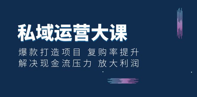 （6455期）私域运营大课：爆款打造项目 复购率提升 解决现金流压力 放大利润-八度网创