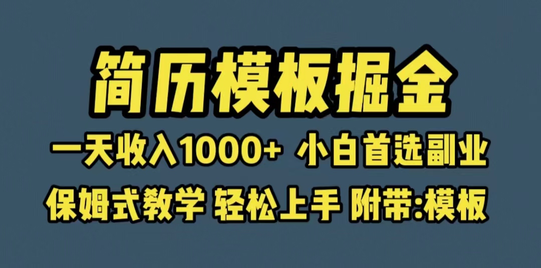 （6467期）靠简历模板赛道掘金，一天收入1000+小白首选副业，保姆式教学（教程+模板）-随风网创