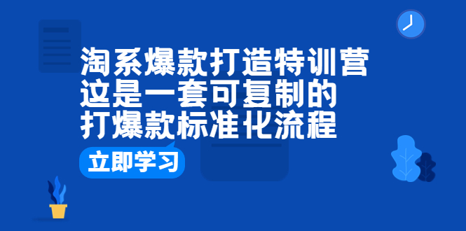 （6478期）淘系爆款打造特训营：这是一套可复制的打爆款标准化流程-小禾网创