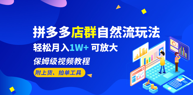 （6545期）拼多多店群自然流玩法，轻松月入1W+ 保姆级视频教程（附上货、拍单工具）-网创云