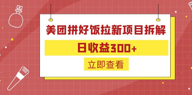 （6549期）外面收费260的美团拼好饭拉新项目拆解：日收益300+-八度网创