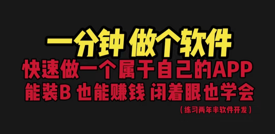 （6566期）网站封装教程 1分钟做个软件 有人靠这个月入过万  保姆式教学 看一遍就学会-大海创业网