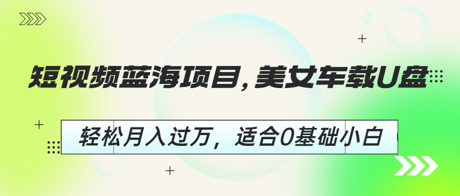 （6619期）短视频蓝海项目，美女车载U盘，轻松月入过万，适合0基础小白-大海创业网