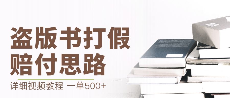 （6689期）最新盗版书赔付打假项目，一单利润500+【详细玩法视频教程】-八一网创分享