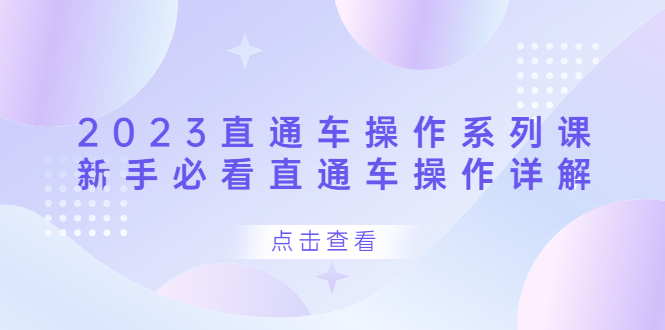 （6766期）2023直通车操作 系列课，新手必看直通车操作详解-花生资源网