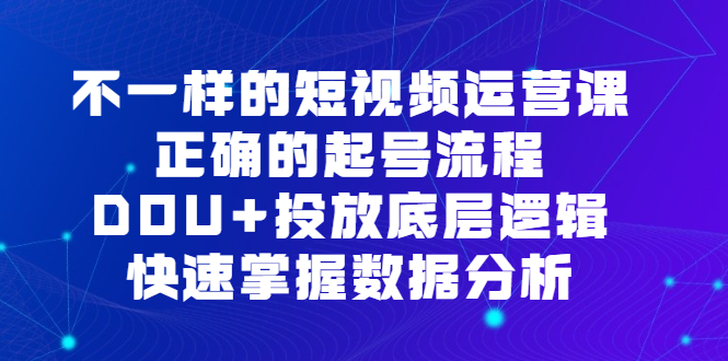 （6768期）不一样的短视频 运营课，正确的起号流程，DOU+投放底层逻辑，快速掌握数…清迈曼芭椰创赚-副业项目创业网清迈曼芭椰