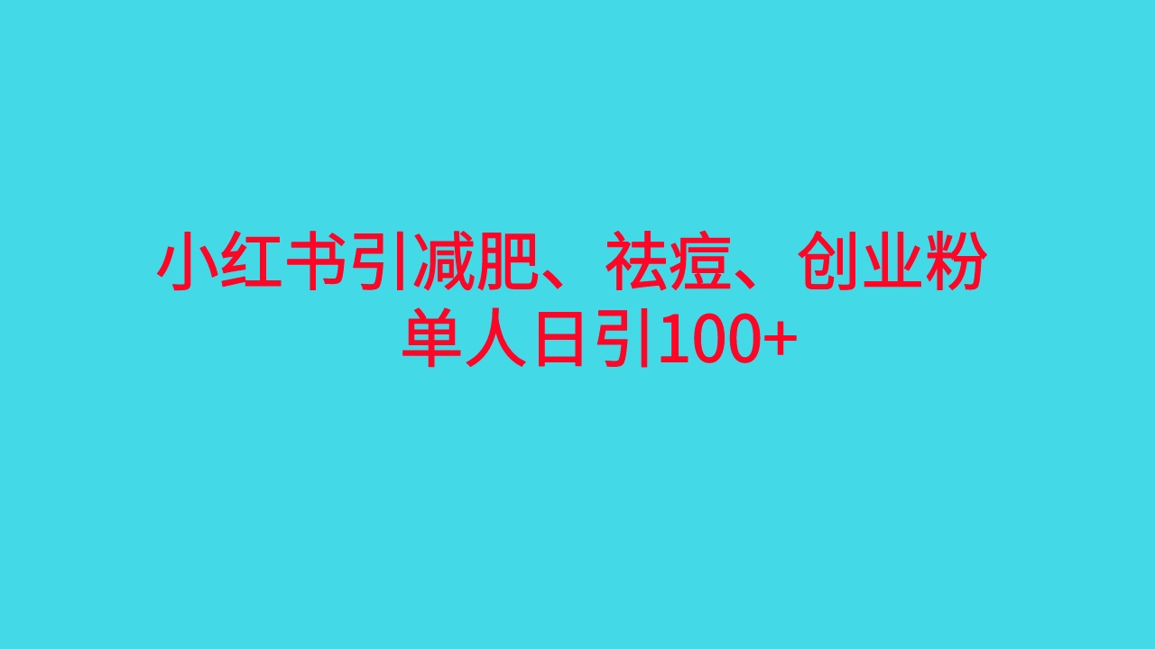 （6799期）小红书精准引流，减肥、祛痘、创业粉单人日引100+（附软件）-创客军团