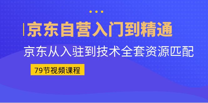 （6901期）京东自营入门到精通：京东从入驻到技术全套资源匹配（79节课）-创享网