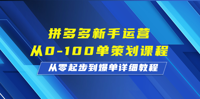 （6920期）拼多多新手运营从0-100单策划课程，从零起步到爆单详细教程-创享网