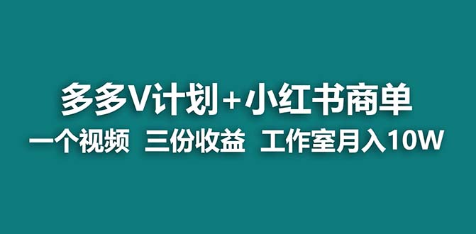 （6999期）【蓝海项目】多多v计划+小红书商单 一个视频三份收益 工作室月入10w - 当动网创