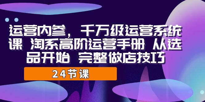 （7029期）运营·内参 千万级·运营系统课 淘系高阶运营手册 从选品开始 完整做店技巧-大海创业网