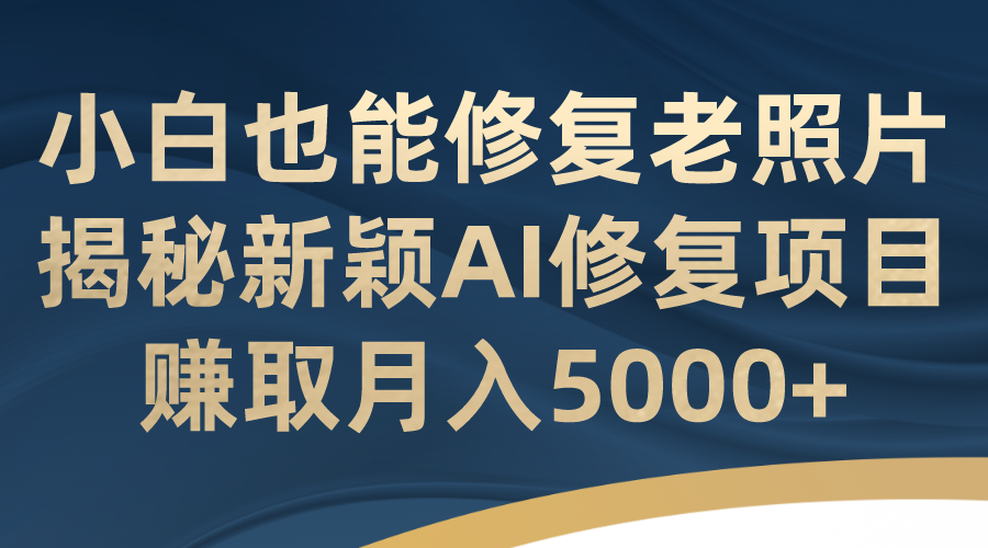 （7072期）小白也能修复老照片！揭秘新颖AI修复项目，赚取月入5000+-大海创业网