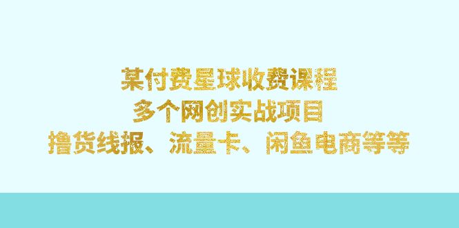 （7199期）某付费星球课程：多个网创实战项目，撸货线报、流量卡、闲鱼电商等等-八一网创分享