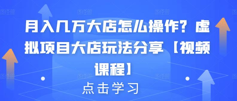 月入几万大店怎么操作？虚拟项目大店玩法分享【视频课程】-八一网创分享