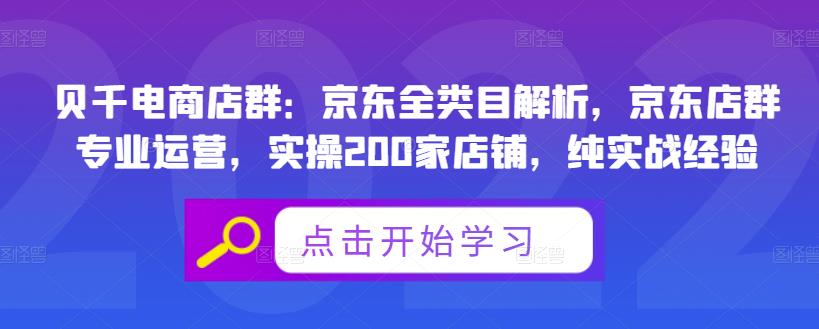 贝千电商店群：京东全类目解析，京东店群专业运营，实操200家店铺，纯实战经验-大海创业网