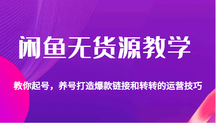 闲鱼无货源教学，教你起号，养号打造爆款链接以及转转的运营技巧-大海创业网