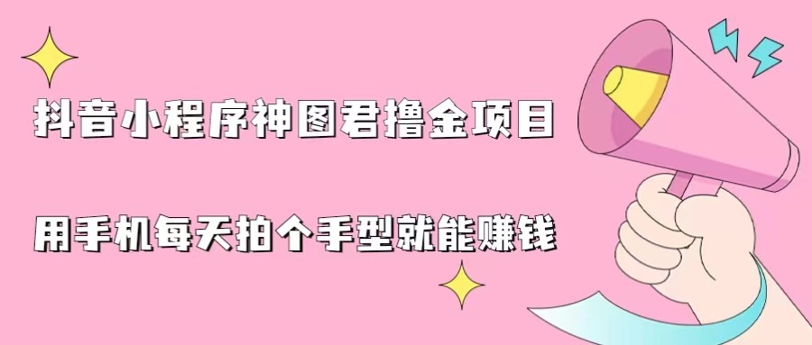 抖音小程序神图君撸金项目，用手机每天拍个手型挂载一下小程序就能赚钱-云网创