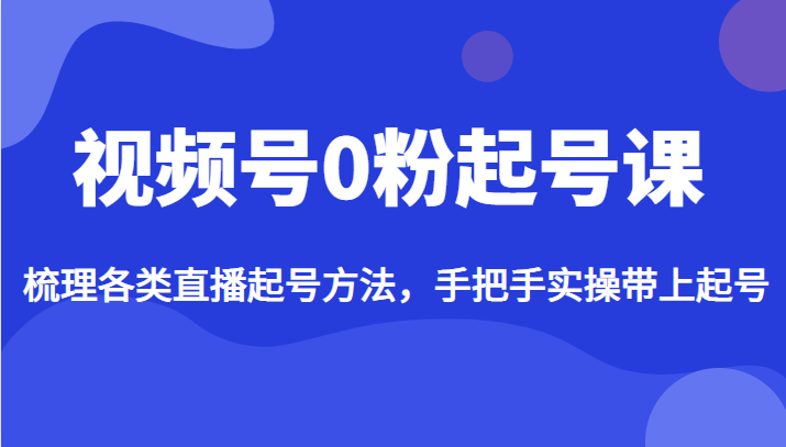 视频号0粉起号课，梳理各类直播起号方法，手把手实操带上起号-花生资源网