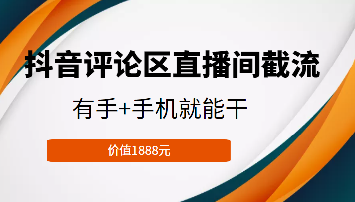 抖音评论区直播间截流，有手+手机就能干，门槛极低，模式可大量复制（价值1888元）-大海创业网