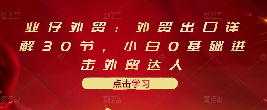 业仔外贸：外贸出口详解30节，小白0基础进击外贸达人 价值666元-云网创